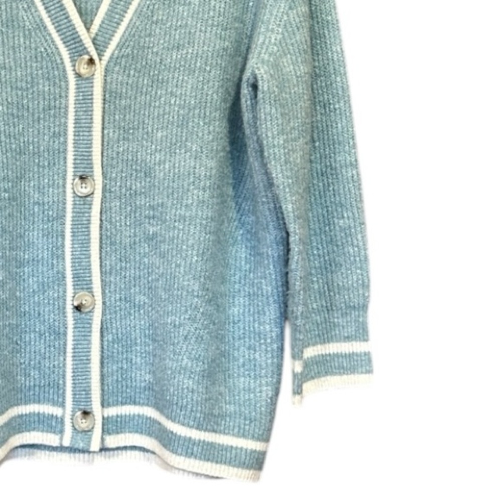 A New Day Light Blue Oversized Button-Up V-Neck Cardigan Sweater Varsity Small - Picture 7 of 10